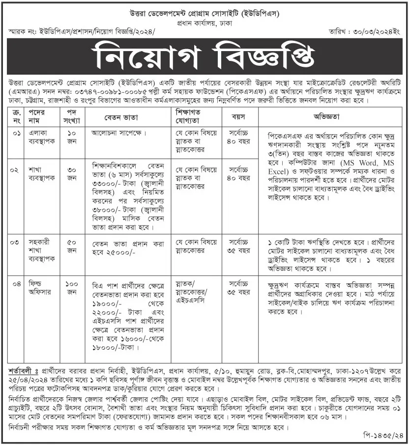 UDPS Job Circular 2024