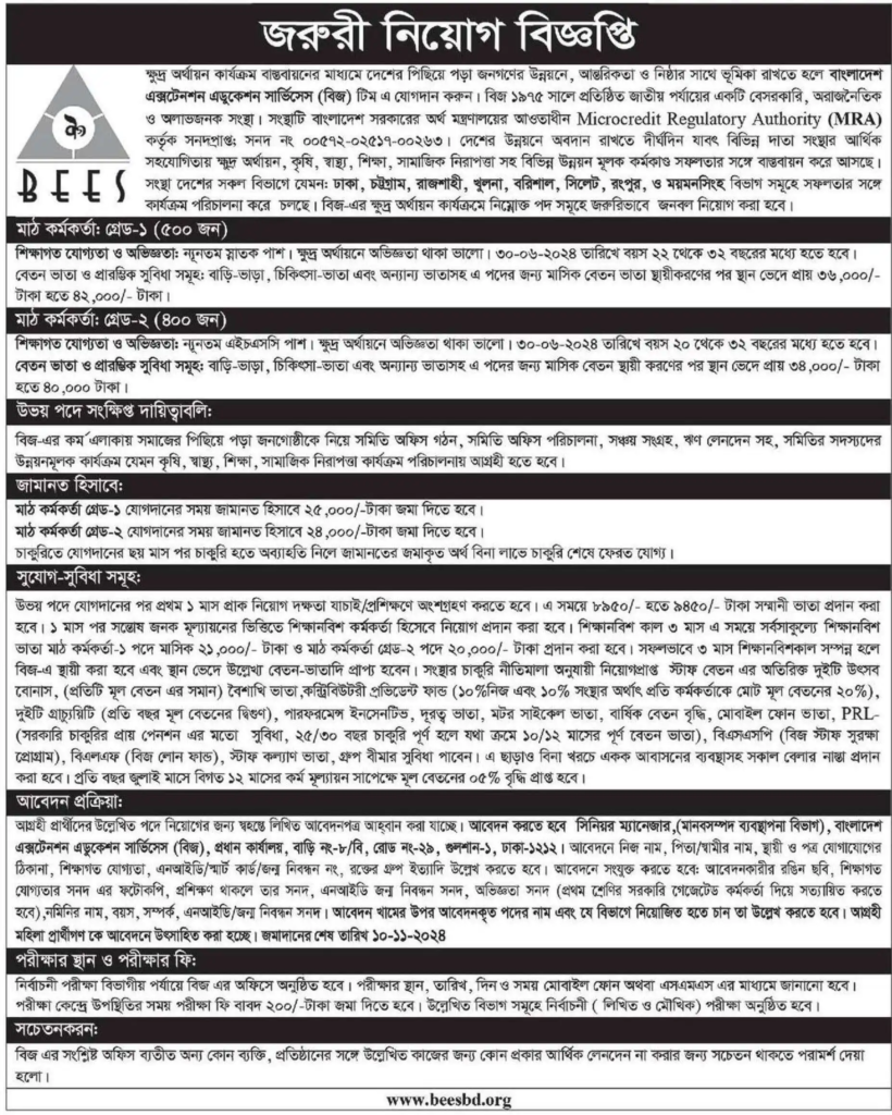 Bees NGO job circular